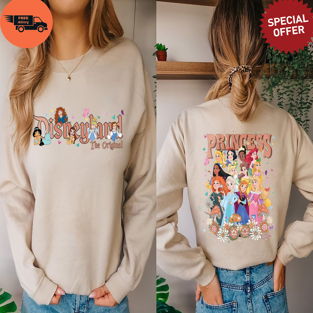 Disneyland Princess T-Shirts, Disney Princess Characters Tee, Princess Belle, Princess Moana, Princess Elsa, Princess Ariel, Princess Merida.jpg