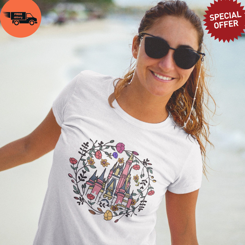 Floral Castle Shirt, Flower Mom T-Shirt, Castle Flower Shirt, Flower Girl Tank Top, Flower Garden Shirt, Birth Flower Shirt, Plant Lady Tee.jpg