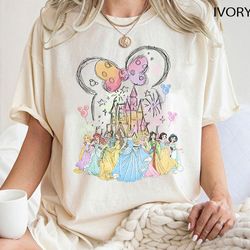 Disney Princess Comfort Colors Shirt, Disney Castle Shirt, Disney Balloon Shirt