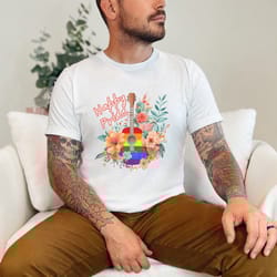 happy pride guitar in rainbow flag colors tshirt, best gift for guitar lovers lgbtq pride month shirt, lgbt pride shirt