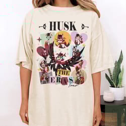 hazbin hotel husk comfort colors shirt, hazbin hotel characters eras tour shirt, hazbin hotel cartoon merch, helluva
