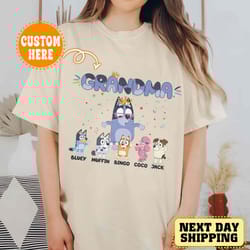 blue dog characters shirt, cute blue dog grandma shirt, personalized great boy and girl sweatshirt, blue dog family hoo