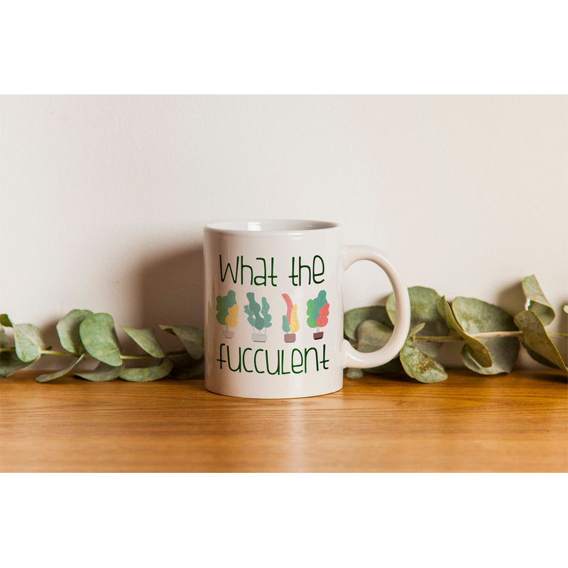 Funny What The Succulent Ceramic Coffee Mug, Handmade Succulent Tea Cup for Cactus Plant Lovers, Cute Gardener Gift with Sayings for Her Mom.jpg