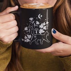 black cat mug cottagecore mug cat