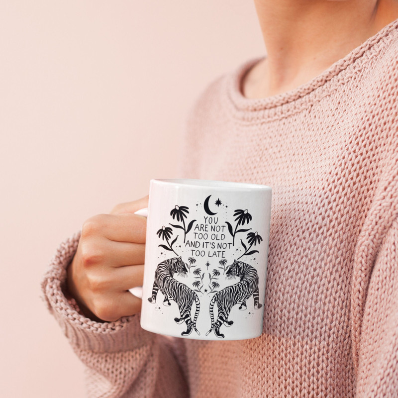 Flower Tiger Kindness Mug Inspiration Coffee Cup Artist Gift Entrepreneur Cottagecore Aesthetic Fairycore Mug Witchy Crafter Feminist Mug 1.jpg
