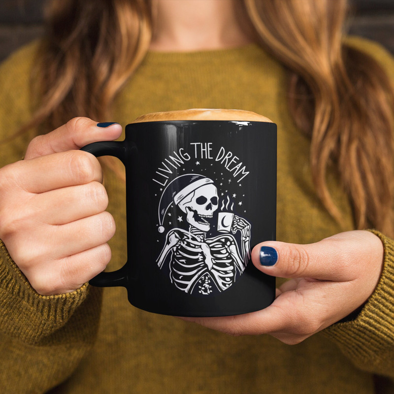 Funny Christmas Skeleton Mug Hilarious Xmas Skull Coffee Cup Skeleton Claus Christmas Tea Cup Witchy Weird Gift Unhinged Holiday Mug Meme 1.jpg
