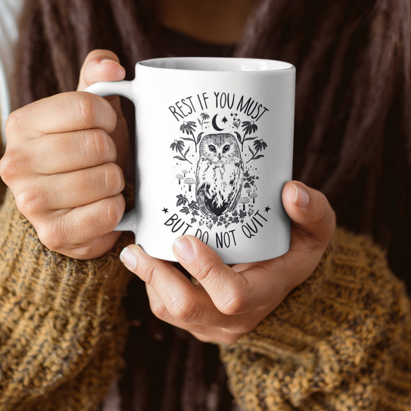 Owl Mug Quotes About Life Coffee Cup Cottagecore Decor Aesthetic Bird Gift Mushroom Mug Women Keep Going Artist Painter Entrepreneur Girl 1.jpg