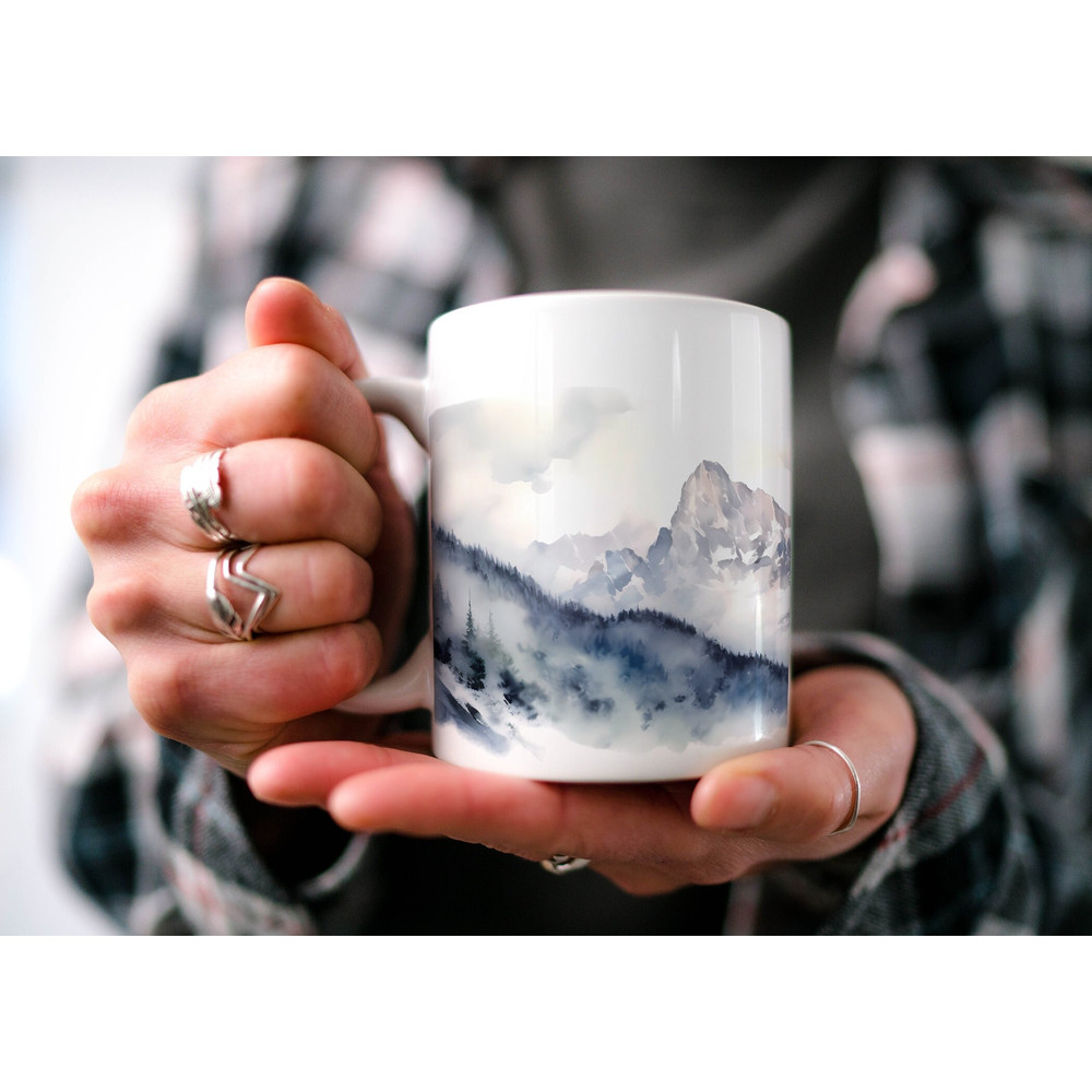 Alps Mountain Range Coffee Mug Nature Inspired Outdoor Design Watercolor Mountain Scene Dad Gift Hiker Gift Popular Mugs.jpg