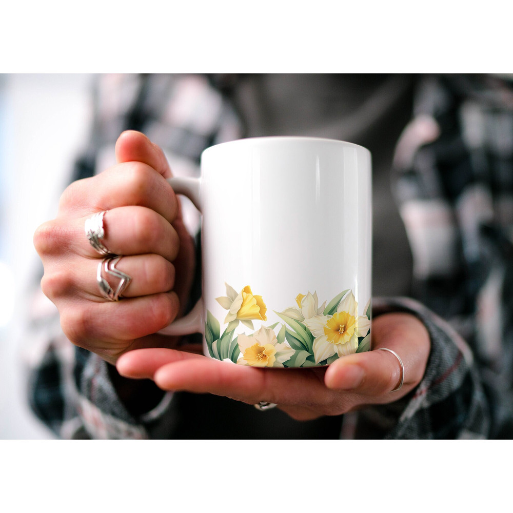 Charming Daffodils Mug, Enchanting Floral Cottagecore Mug, Botanical Mug, Beautiful Watercolor Daffodils Design, Nature Lover's Gift.jpg