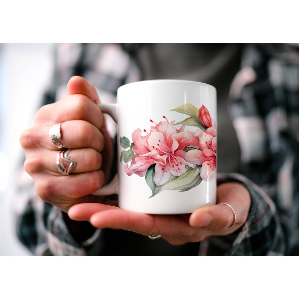 Charming Rhododendron Mug, Enchanting Floral Cottagecore Mug, Botanical Mug, Beautiful Watercolor Charming Rhododendron Design, Nature Gift.jpg