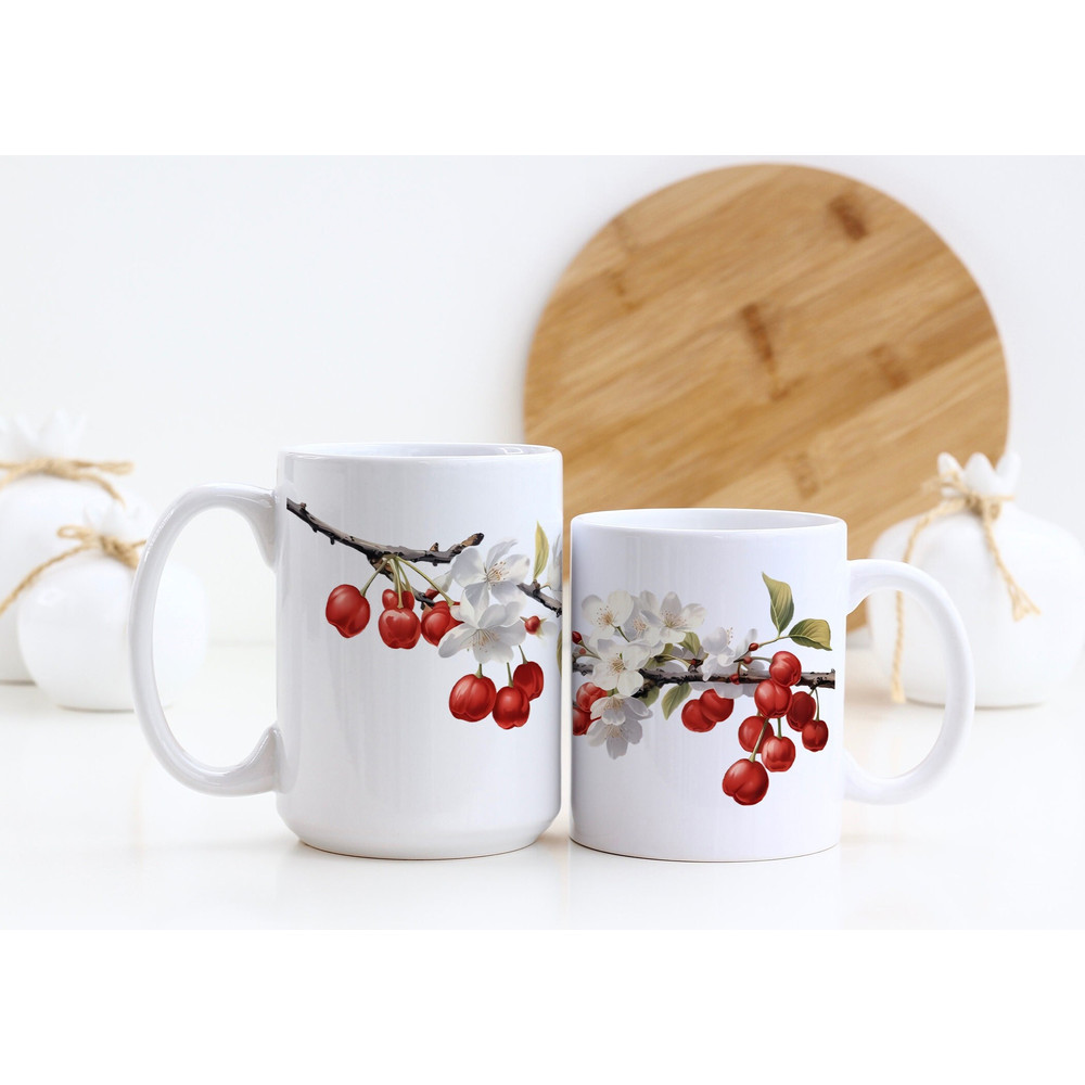Cherries Botanical Garden Mug Boho Cottagecore Mug Beautiful Watercolor Design Nature Inspired Teacher Gift Cute Gift for Mom.jpg