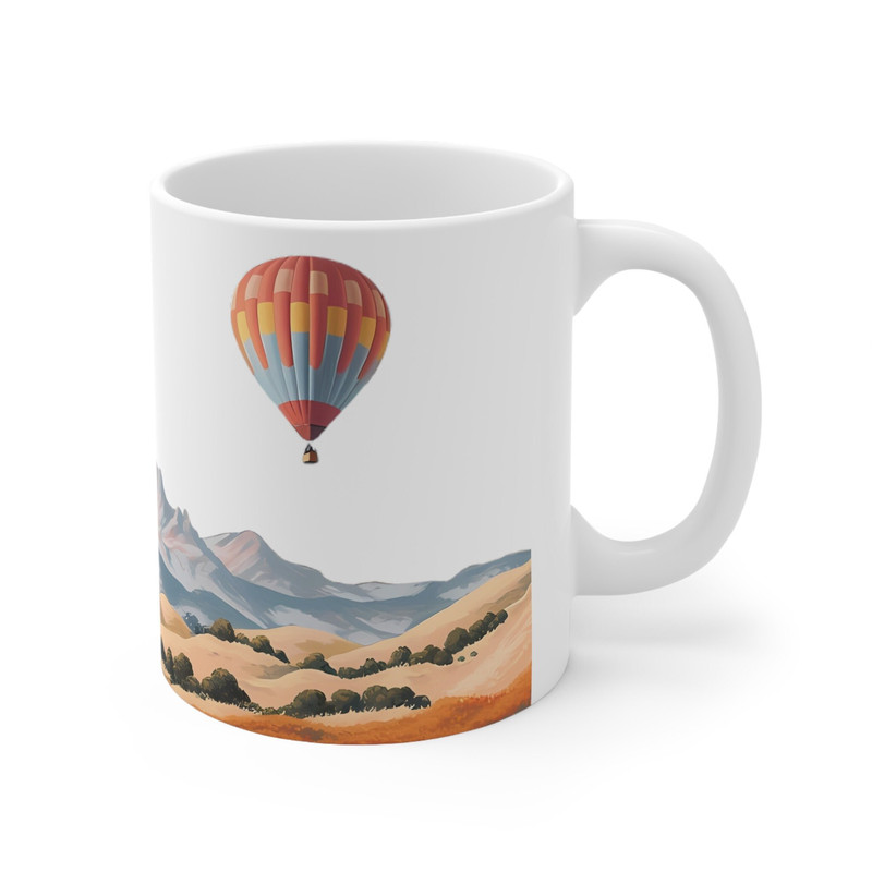 Hot Air Balloon Mountain Mug Nature Inspired Outdoor Design Watercolor Mountain Scene Dad Gift Gift for Nature Lover Popular Mug.jpg