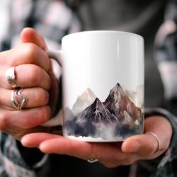 snowcapped mountains coffee mug camping mug travel adventu