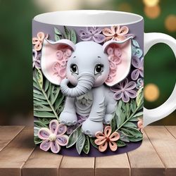 3d coffee mug, 3d mug, elephant lover mug, gift idea, elephant mug, gi