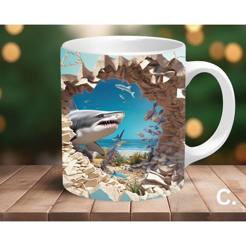 Ocean Mug Shark Mug 11 and 15 oz Ceramic Coffee Mug Cute Ceramic Mug Unique Ceramic Mug Funny Mug.jpg