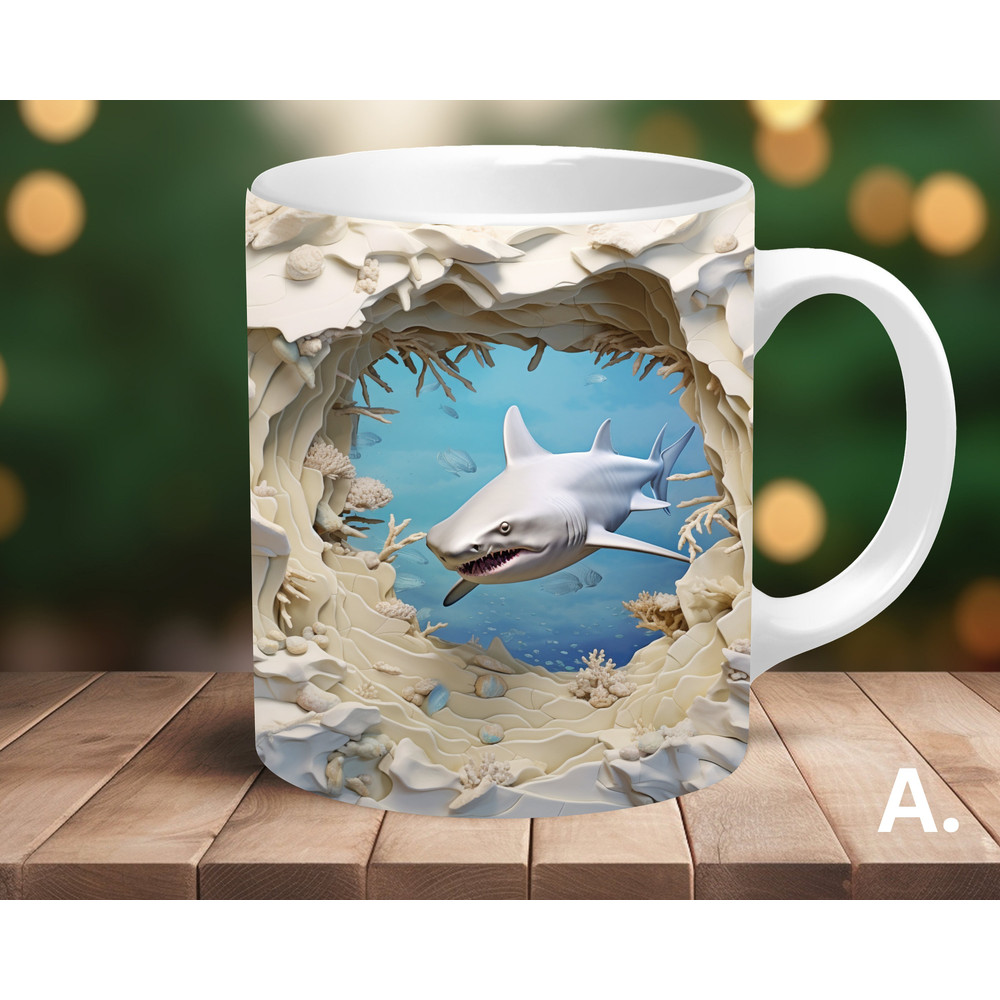 Ocean Mug Shark Mug 11 and 15 oz Ceramic Coffee Mug Cute Coffee Mug Unique Ceramic Mug Funny Mug Coffee Cup 4.jpg