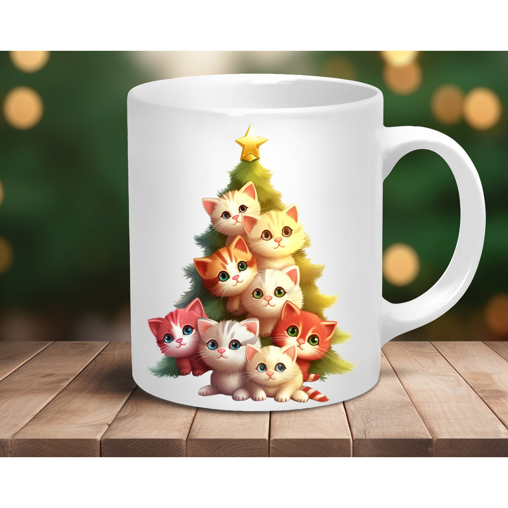 Christmas Mug, Christmas Gift, Cat Christmas Tree, Cute Cat Christmas Mug, Santa Mug, Xmas Mug, Best Friend Gift, Gift for Mom.jpg