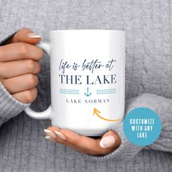 custom lake mug, lake life mug, lake house gift, lake house decor, lif