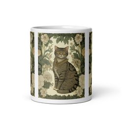 William Morris Vintage Cat Mug Vintage Cat Cottagecore Goblincore Mug