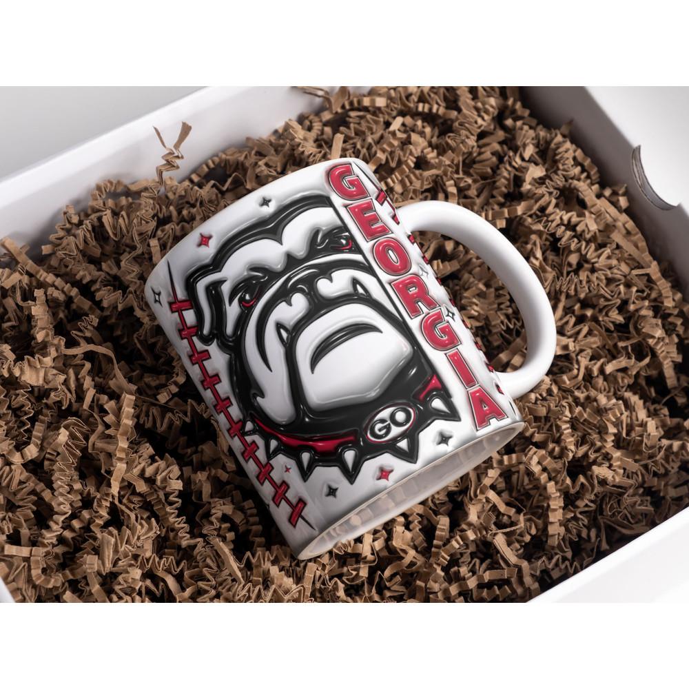 3D Georgia Inflated Mug Wrap Sublimation Design 11oz & 15oz, Puff Football Team Mug PNG, Mug Template For Sublimation - Parody Defense Art.jpg