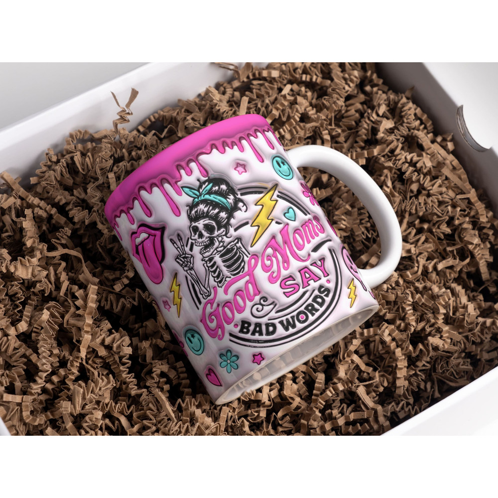 3D Good Moms Say Bad Words Inflated Mug Wrap Sublimation Design 11oz & 15oz, Puffy Sarcastic Mom Mug PNG, Mug Sublimation Designs.jpg