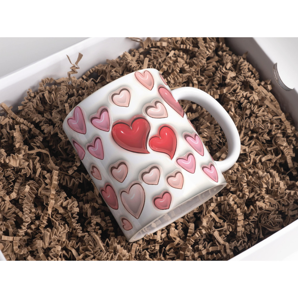 3D Valentine's Day Hearts Inflated Mug Wrap Sublimation Design 11oz & 15oz, 3D Puff Saint's Day Hearts Mug PNG, Mug Sublimation Designs.jpg