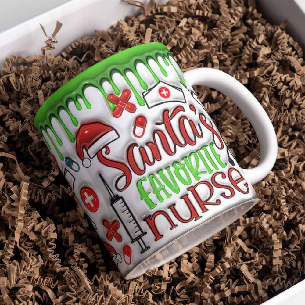 3D Inflated Christmas Mug Wrap Design for Nurses 11oz & 15oz, Puff Nurse Mug PNG, Mug Sublimation Designs, Mug Template For Sublimation.jpg