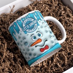 3d let it snow inflated mug design
