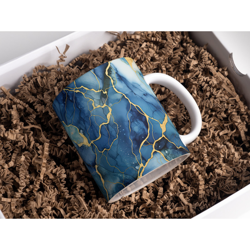 11oz and 15oz Blue And Gold Alcohol Ink Marble Mug Wrap Sublimation, PNG Mug Wrap Designs, Mug Template Sublimation Designs.jpg