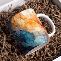 vibrant marbled surface mug