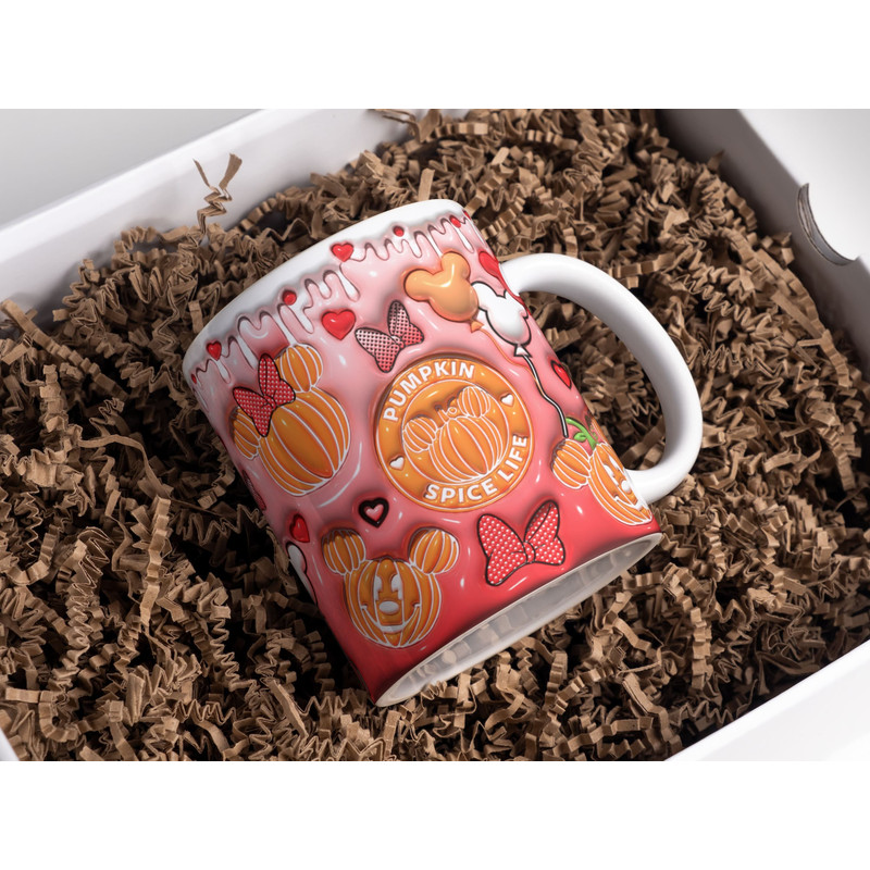 3D Pumpkin Cartoon Inflated Mug Wrap Sublimation Design 11oz & 15oz, Puff Spice Life Mug Sublimation Designs PNG, Mug Template Sublimation.jpg