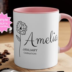 birth flower mug personalized, birth flower gifts, birth flower cup, birth flowe