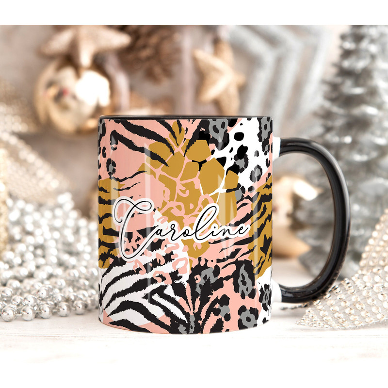 Leopard Print Art Mug, Personalised Mug, Custom Name Cup, Coffee Cup Gift For Her, Valentines Gift For Her, Sister Mum Friend Birthday Gift.jpg
