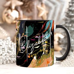 abstract art mug, personalised mug, custom name cup, coffee tea cup gift for her