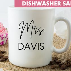custom mrs mug, custom wedding gift, engagement gift, gift for bride, bacheloret