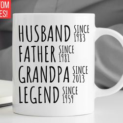 personalized dad grandpa mug, fathers day mug, husband father grandpa legend, g