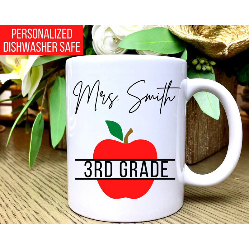 Personalized Teacher Coffee Mug, Teacher Appreciation Gift, Teacher Gifts, Teacher Coffee Cup, Teacher Mug Apple, Back to School Gift.jpg