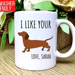 valentines day gift for him, funny coffee mug, wiener dog mug, weener dog gifts,