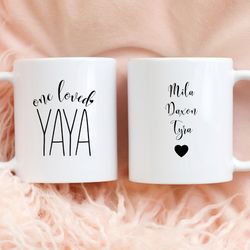 yaya mug, yaya gift, personalized yaya gifts from grandkids,