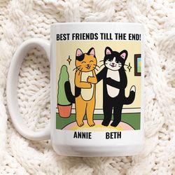 custom cats best friend mug, bestie ceramic cup personalized, best friend friend