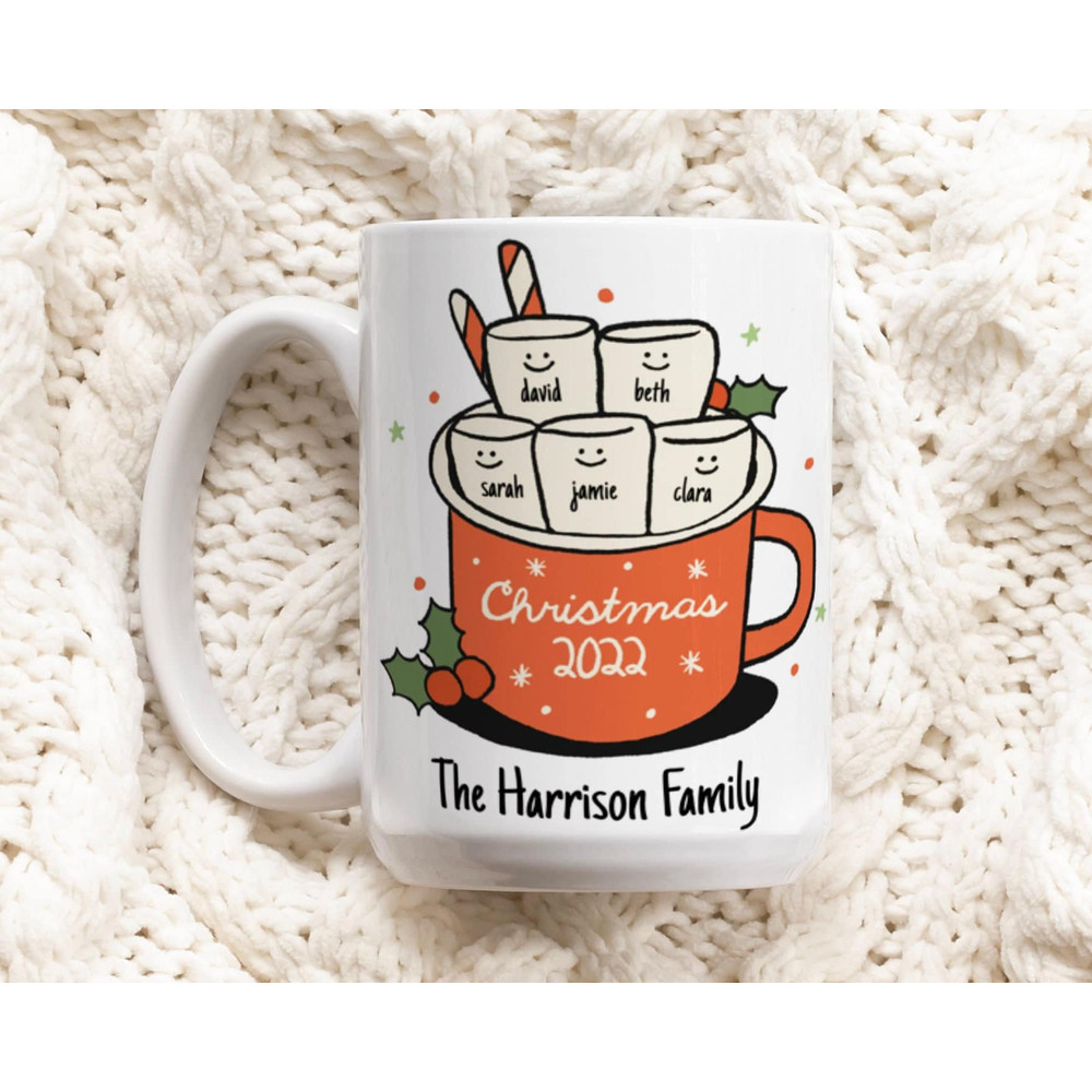 Custom Christmas Family Mug, Hot Chocolate Ceramic Cup Personalized, Christmas 2022 Family Mug, Group Mug, Family Holiday present, Xmas Gift.jpg