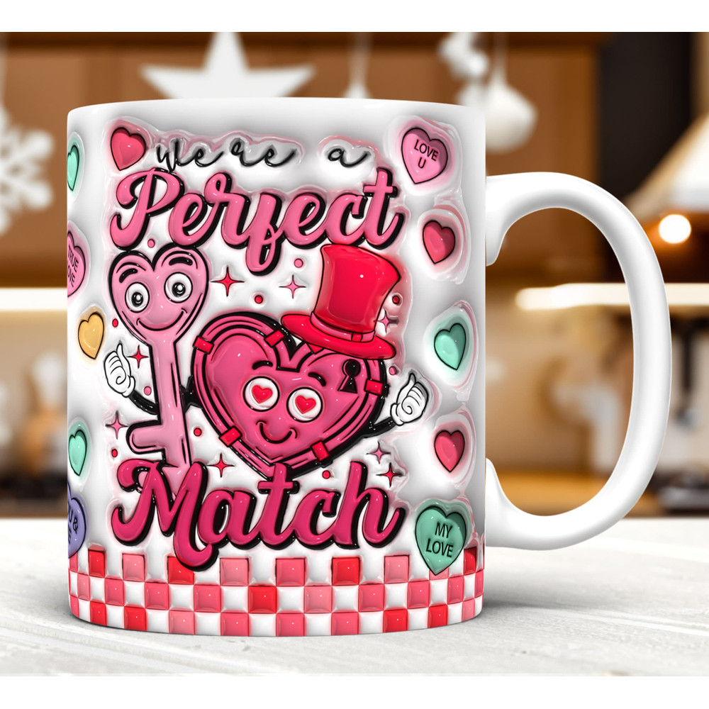 3D Inflated Perfect Match Mug Wrap PNG, 3D Couple Valentine Puffy Mug Wrap PNG, Loads Of Love, Gift For Her, Happy Valentine's, Gift For Mom.jpg