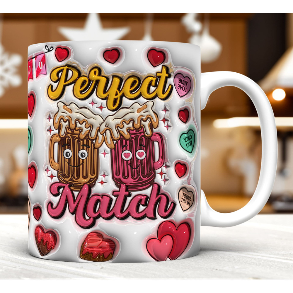 3D Inflated Perfect Match Mug Wrap PNG,3D Couple Valentine Puffy Mug Wrap PNG,Loads Of Love,Gift For Her,Funny Valentine's,Gift For Mom.jpg
