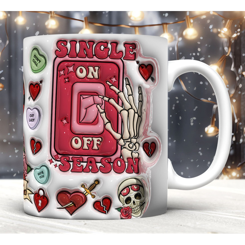 3D Inflated Single Season Mug Wrap PNG, 3D Valentine's Day Puffy Mug Wrap PNG, Valentine's Day Skeleton, Valentines Gift, Glitter Valentine.jpg