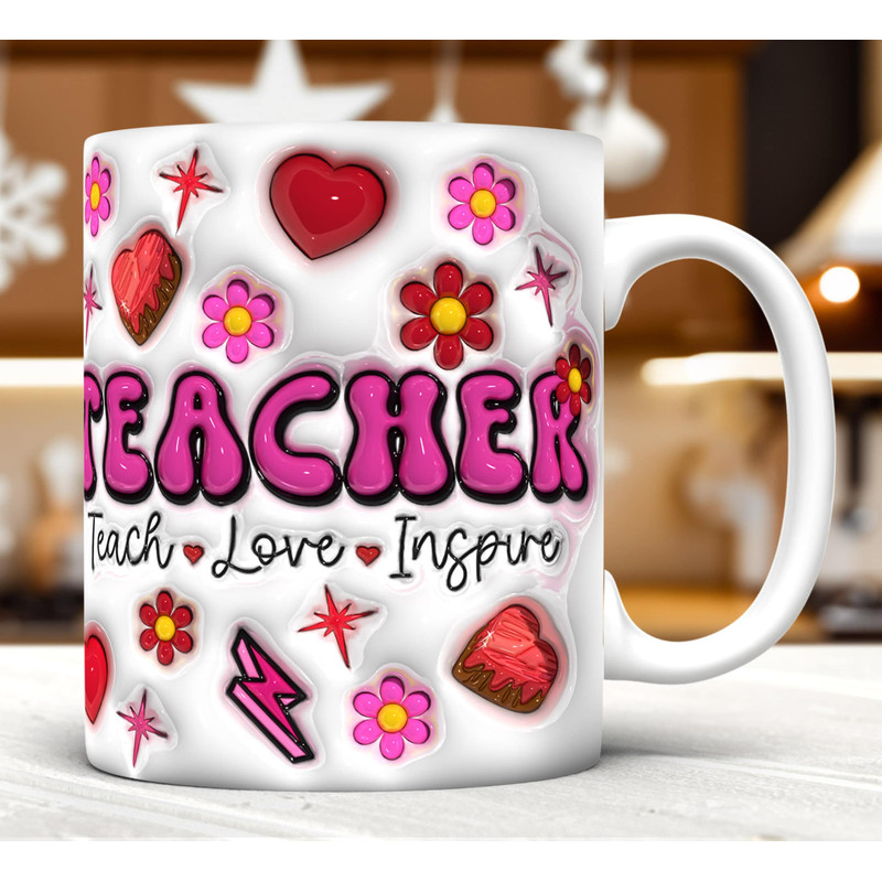 3D Inflated Teacher's Day Mug Wrap PNG, 3D Teacher Valentines Puffy Mug Wrap PNG, Teacher Life, Cool Teacher, TeacherPNG, Back To School.jpg