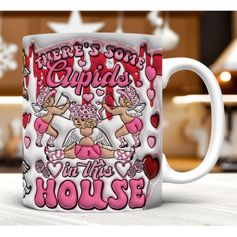 3D Inflated There's Some Cupid's In This House Mug Wrap PNG,3D Valentine's Day Puffy Mug Wrap,Happy Valentines,Retro Valentines,Cupid Png.jpg