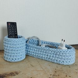 Set of two baskets for childrens room decoration Storage basket set Cotton basket crochet House warming gift