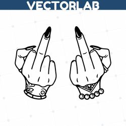 Tattooed Girl Middle Finger SVG | Female Hands SVG | Woman SVG | Cricut Silhouette Cut File Printable Clip Art Vector Di