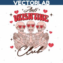 funny anti valentine club skeleton svg