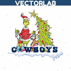 grinch and max christmas tree cowboys svg